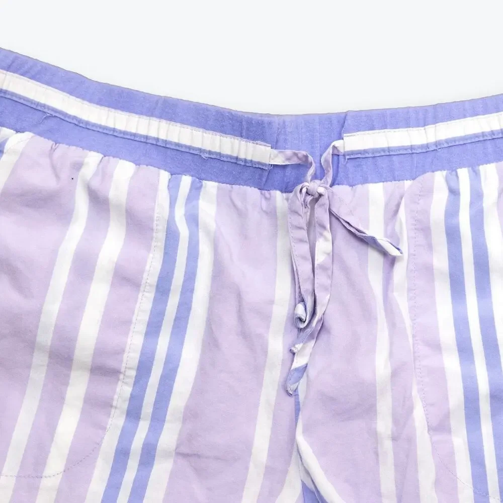 Nordstrom Purple White Stripe Cotton Shorts S NWOT